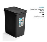 Zylx shopping - Cubo de Basura con Tapa USE Neus 28L | Contenedor Organizador 35x25x46cm Varios Colores Black