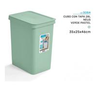 Zylx shopping - Cubo de Basura con Tapa USE Neus 28L | Contenedor Organizador 35x25x46cm Varios Colores Pastel green