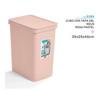 Zylx shopping - Cubo de Basura con Tapa USE Neus 28L | Contenedor Organizador 35x25x46cm Varios Colores Pastel pink
