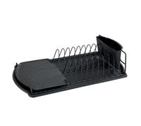 Zylx shopping - Escurridor de Platos con Bandeja de Drenaje y Portacubiertos - Organizador de Cocina Metálico Negro Antióxido 47.5 x 26.5 x 11 cm Black