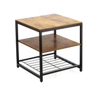 ZYLX SHOPPING - Estantería Auxiliar Confortime 50x50x51 cm | Metal y Madera | 3 Niveles con Estilo Industrial