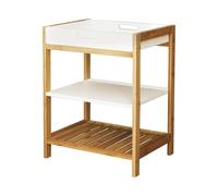 Zylx shopping - Estantería de Baño de Bambú con 3 Niveles, Organizador Multifuncional para Hogar y Cocina, Mueble Auxiliar con Bandeja y Baldas, 40 x 30 x 50 cm White