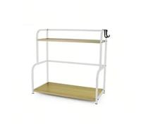 ZYLX SHOPPING - Estantería de Cocina Madera y Metal 2 Niveles Confortime 44,5x20x41,5 cm - Color Negro o Blanco White