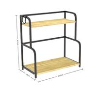 ZYLX SHOPPING - Estantería de Cocina Madera y Metal 2 Niveles Confortime 44,5x20x41,5 cm - Color Negro o Blanco Black