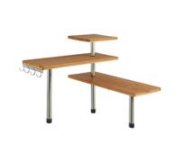 ZYLX SHOPPING - Estantería de Esquina de Cocina 3 Niveles | Bambú y Acero Inox | 43×18×39 cm con Ganchos Laterales