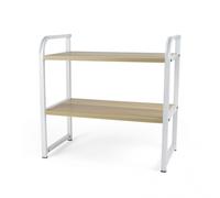 ZYLX SHOPPING - Estantería Multiusos 2 Niveles Madera y Metal 40x20x38,5 cm Confortime - Organizador Compacto White