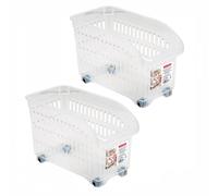 ZYLX SHOPPING - Organizadores Transparentes con Ruedas | Pack 2 Unidades | Cestas de Plástico Multiusos para Hogar y Oficina