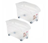 ZYLX SHOPPING - Organizadores Transparentes con Ruedas | Pack 2 Unidades | Cestas de Plástico Multiusos para Hogar y Oficina