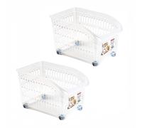 ZYLX SHOPPING - Organizadores Transparentes con Ruedas | Pack 2 Unidades | Cestas de Plástico Multiusos para Hogar y Oficina