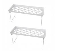 ZYLX SHOPPING - Pack 2 Estantes Plegables Apilables - Organizador de Cocina y Armario 2 Tamaños, Estantería Multiusos Compacta para Encimera, Baño y Despensa