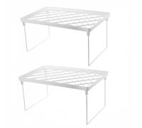 ZYLX SHOPPING - Pack 2 Estantes Plegables Apilables - Organizador de Cocina y Armario 2 Tamaños, Estantería Multiusos Compacta para Encimera, Baño y Despensa
