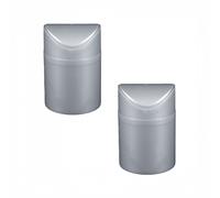 ZYLX SHOPPING - Pack 2 Papeleras pequeña 1,4 L con tapa basculante | 12,5×12,5×17,5 cm | Plástico duradero Silver