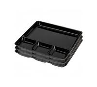 ZYLX SHOPPING - Pack 3 Bandejas con 4 Compartimentos 24×26 cm | Platos Rectangulares de Plástico Multiusos | Color Negro o Blanco Black