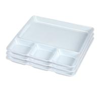 ZYLX SHOPPING - Pack 3 Bandejas con 4 Compartimentos 24×26 cm | Platos Rectangulares de Plástico Multiusos | Color Negro o Blanco White