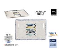 ZYLX SHOPPING - Plato/Bandeja/Bol Peixe 100% Melamina | Acabado Brillo con Diseño de Peces | Resistente y Reutilizable