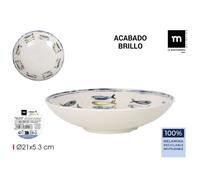 ZYLX SHOPPING - Plato/Bandeja/Bol Peixe 100% Melamina | Acabado Brillo con Diseño de Peces | Resistente y Reutilizable