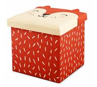 ZYLX SHOPPING - Puf con Almacenaje Plegable 30×30×30 cm | Caja Organizadora Decorada con Animales | Taburete Multiusos | 3 Diseños a Elegir