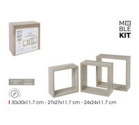 ZYLX SHOPPING - Set 3 Estantes Flotantes MobleKit en Madera | 30/27/24 cm | Acabado Mate | Color Negro o Roble Claro Oak