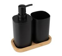 Zylx shopping - Set de 2 Accesorios de Baño con Bandeja de Madera (Disponibles en Blanco y Negro) Black