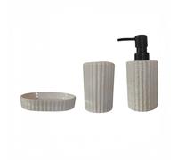 ZYLX SHOPPING - Set de Baño 3 Piezas Cerámica Blanca | Dosificador de Jabón, Jabonera y Vaso Organizadores | Diseño Texturizado Elegante para Baño
