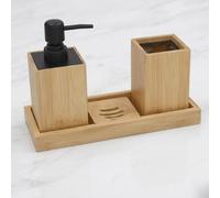 ZYLX SHOPPING - Set de Baño de Bambú de 4 Piezas - Organizador de Baño Moderno (25x9x17 cm)