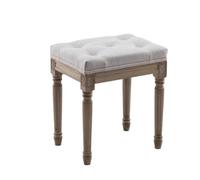 Zymjzbetic Taburete de Entrada Madera Caucho Banco Zapatos Vintage | Extremo del dormitorio con asiento de tocador tallado(White)