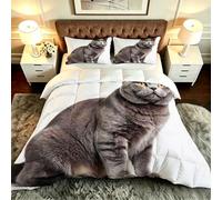 ZZXHG Nórdico Confortable para Parejas | 3D Animales Gatos, Edredón Sustituto de Plumas, Ultra Suave, Lavable a Máquina, con 2 Fundas, Dormitorio Principal_A20878