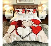 ZZXHG Nórdico Confortable para Parejas | A Color Corazones Garabatos, Edredón Sustituto de Plumas, Ultra Suave, Lavable a Máquina, con 2 Fundas, Dormitorio Principal_A20494