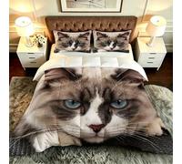 ZZXHG Nórdico de Tamaño Gigante | 3D Animales Gatos, Edredón Mullido y Transpirable, Sustituto Edredón de Plumas, con 2 Fundas de Almohada, para Cama de 180 cm_A21108