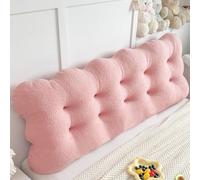 ZZYK Cojín De Respaldo Grand para Cama Tipo Diván Litera Al Lado De La Cama | Soporte De Lumbar Suave Tapizado,Almohada De Pared Para Leer Y Descansar,Fijo Con Banda,Rosado,35Inch/Single