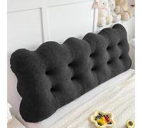 ZZYK Cojín De Respaldo Grand para Cama Tipo Diván Litera Al Lado De La Cama | Soporte De Lumbar Suave Tapizado,Almohada De Pared Para Leer Y Descansar,Fijo Con Banda,Negro,47Inch/Full