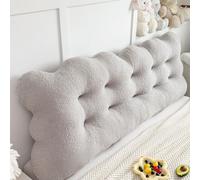 ZZYK Cojín De Respaldo Grand para Cama Tipo Diván Litera Al Lado De La Cama | Soporte De Lumbar Suave Tapizado,Almohada De Pared Para Leer Y Descansar,Fijo Con Banda,Gris,59Inch/Queen